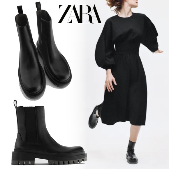 Zara Shoes - NWT Zara LUG SOLE LOW HEEL LEATHER ANKLE BOOTS